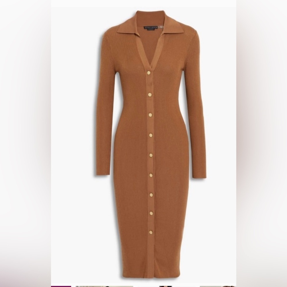 Alice + Olivia classics Alcina Brown Button-Down Polo Midi Dress Womens Small